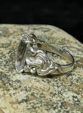 YUTU原创设计云纹白水晶戒指