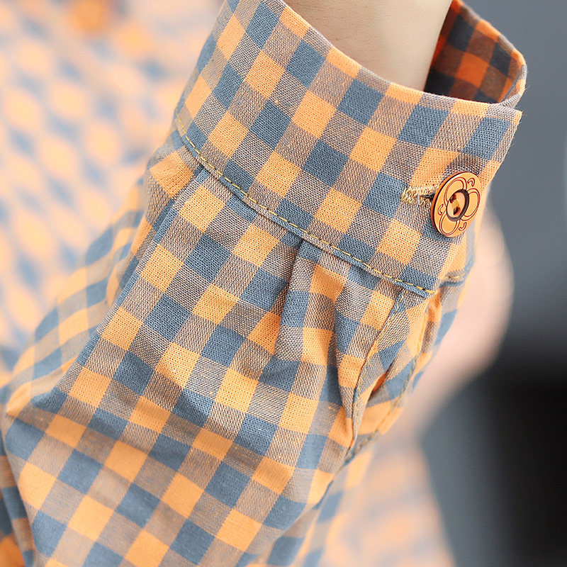 妈妈春秋装长袖纯棉40岁50格子衬衫 芳华再燃中老年女装