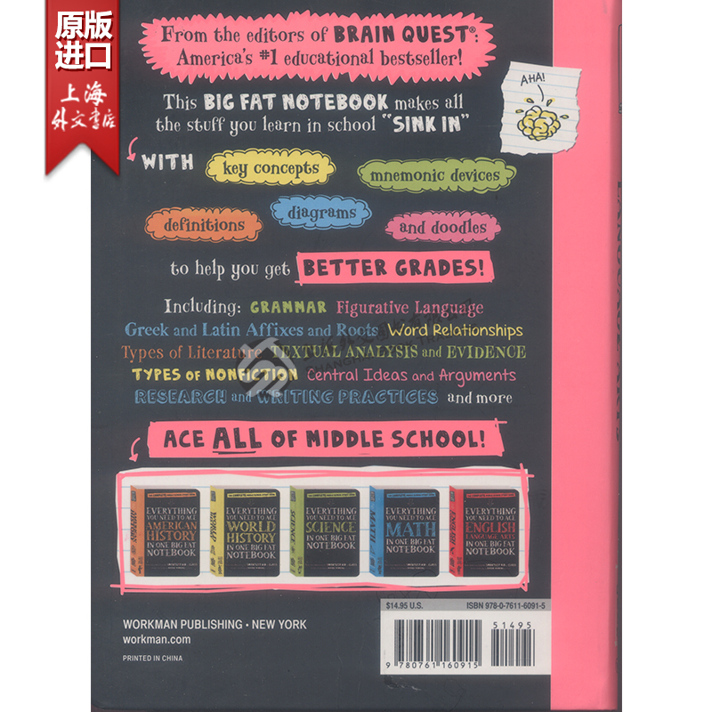现货 美国中学生优等生笔记 Everything You Need to Ace English Language Arts 英语语言艺术 英语原版 美国少年学霸超级笔记 - 图3