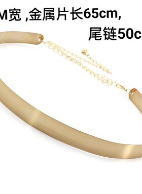欧美全金属细腰带女百搭配连衣裙子装饰宽腰封女士礼服大衣皮带金