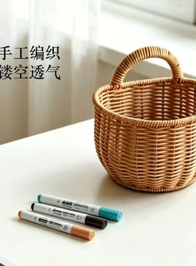 田园手工藤编花篮花店专供
