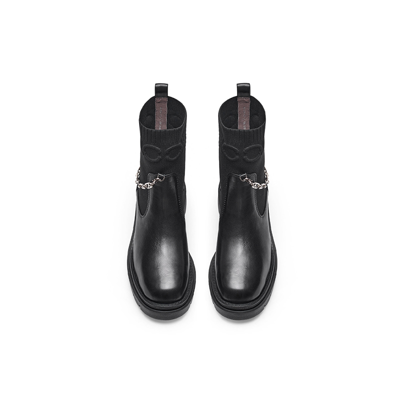 KISS CAT/接吻猫秋冬牛皮圆头瘦瘦靴厚底增高短靴女KA32549-51 - 图2