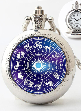 十二星座项链表男潮韩版个性星座吊坠情侣配饰怀表女生生日礼物