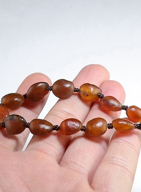 [新品特价]天然戈壁红玛瑙原石可伸缩手链 手工原创手串 楼叔孤品