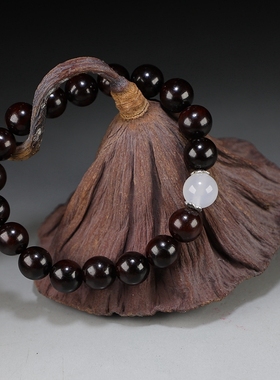 [精品]小叶紫檀手链保真高密沉水老料念珠10mm黑珍珠女款手串楼叔