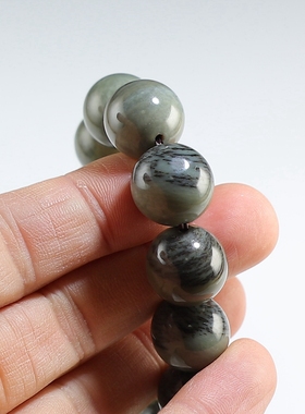 【聚宝盆】和田玉手链 卡16圆珠手串微瑕特价 楼叔孤品