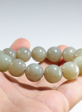 【福利价】和田玉手链 微瑕卡14青白玉圆珠手串 楼叔孤品