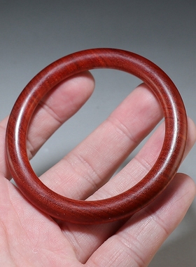 【腕底香】天然红檀手镯 女款木头圆镯 内径58mm 楼叔