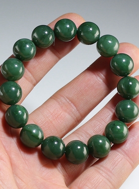 【带证书】保真和田玉手链 天然碧玉圆珠手串 送备珠1颗 楼叔孤品