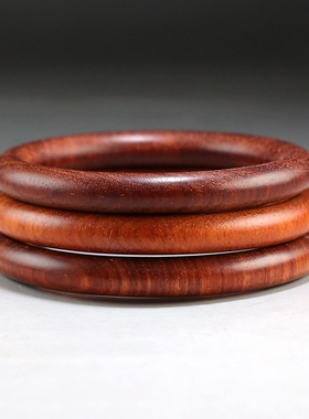 【卡58】天然红檀木手镯 圆镯 楼叔