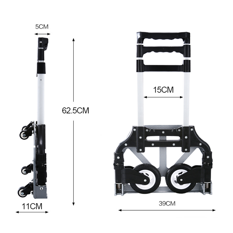 卡塔铝合金手拉车折叠便携购物车家用拖车小拉车进货购物车拉杆车-图2