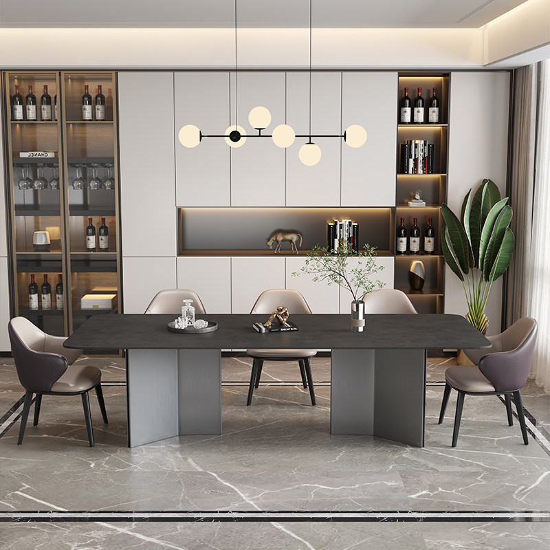 潘多拉岩板餐桌轻奢高端简约现代长方形家用饭桌意式餐桌椅子组合,淘宝优惠券,粉丝福利购,淘宝优惠卷