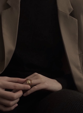 小众个性设计师款4不对称环戒指