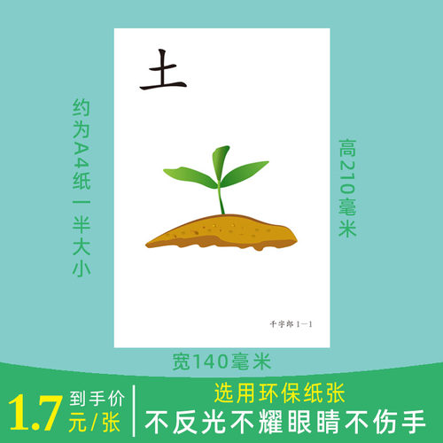 幼儿园识字教学大卡32开本210mm*140mm千字郎单字版全脑开发3-6岁 - 图2