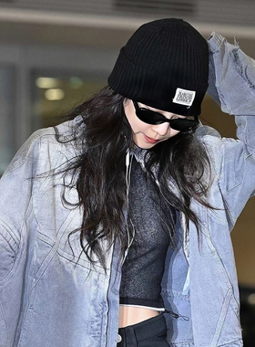 jennie金智妮同款字母毛线帽子