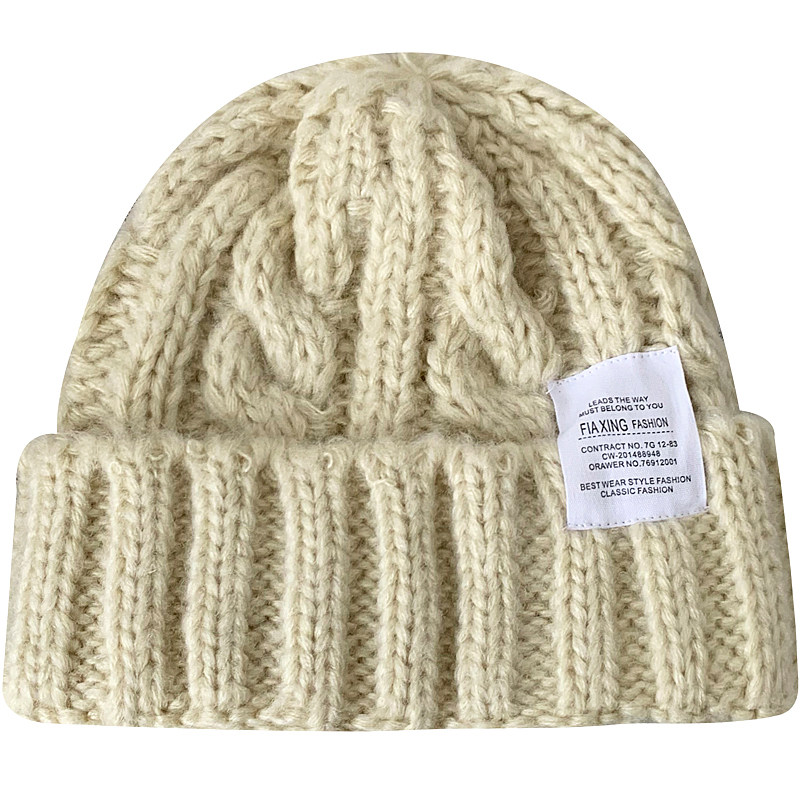 日系糖果色麻花加厚毛线帽子女冬季保暖复古休闲百搭字母标针织帽,淘宝优惠券,粉丝福利购,淘宝优惠卷