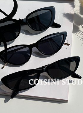 高级感复古GM黑色三角猫眼墨镜