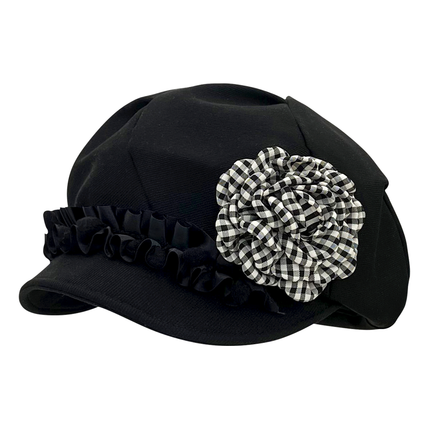 日系复古褶皱花朵贝雷帽子秋冬新款大头围显脸小氛围感百搭云朵帽 - 图3