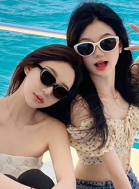 辣妹风复古猫眼高级感墨镜女