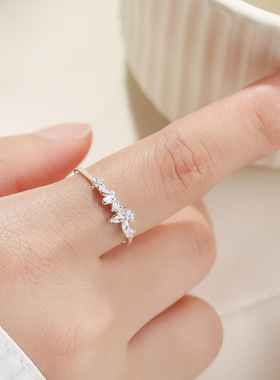 S925纯银蝴蝶戒指女款小众设计时尚个性轻奢高级感可调节饰品夏季