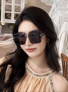 墨镜女士新款防紫外线太阳镜户外遮阳高级感网红无框眼镜大脸显瘦