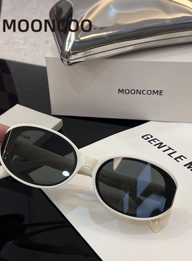 GM墨镜韩版复古猫眼黑色女士圆脸高级感太阳镜防晒防紫外线曲面屏