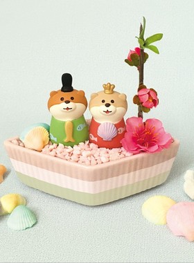 decole桃花节企鹅白熊桌面装饰