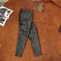 Retro made of old locomotive genuine leather leather pants riding clothing Bull Leather Men Tooling Multi-Pocket Hunting Long Pants Add-Protection