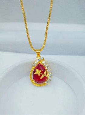 时尚沙金项链女款吊坠元宝金项链