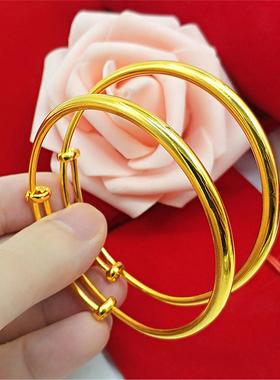 真金色越南沙金手镯女光面满天星