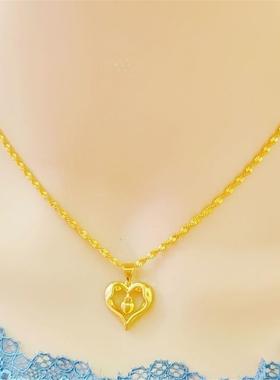 真金色四叶草项链女不掉色首饰品