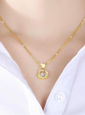 香港真金色小众精致吊坠项链女款