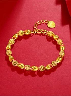 香港正品沙金手链女时尚玫瑰手串