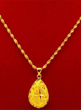 新款真金色项链女百搭四叶草吊坠