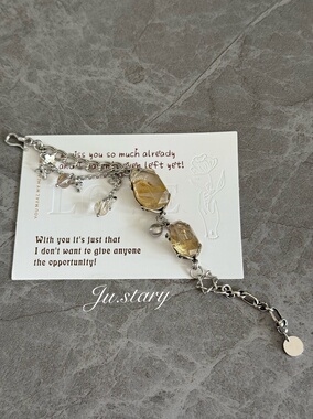 原创天然黄发晶通体925银手链小众七夕礼物送女友