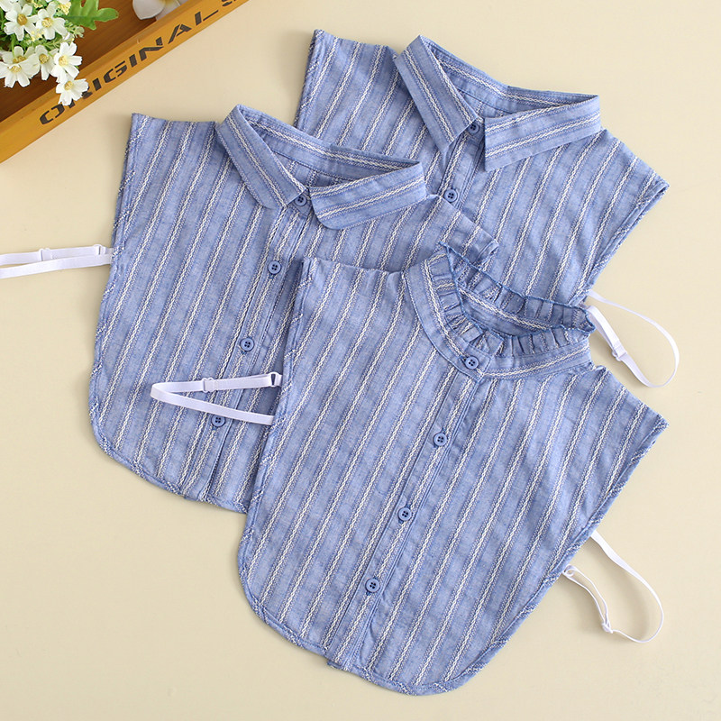 Quasar百搭韩国假领子蓝色衬衫假领提花春秋冬季女衬衣假衣领立领,淘宝优惠券,粉丝福利购,淘宝优惠卷