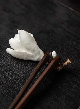 手工捏花陶瓷白玉兰花茶宠线香插