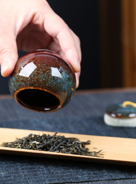 陶瓷便携旅行窑变小茶罐办公家用储存罐防潮茶叶罐储物罐香粉药罐