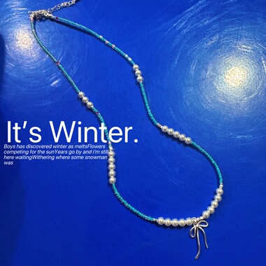 串珠蝴蝶结珍珠项链小众锁骨链