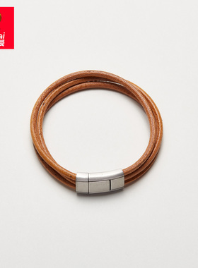 复古朋克风原色牛皮绳3股手链街头个性男女士时尚流行饰品手环