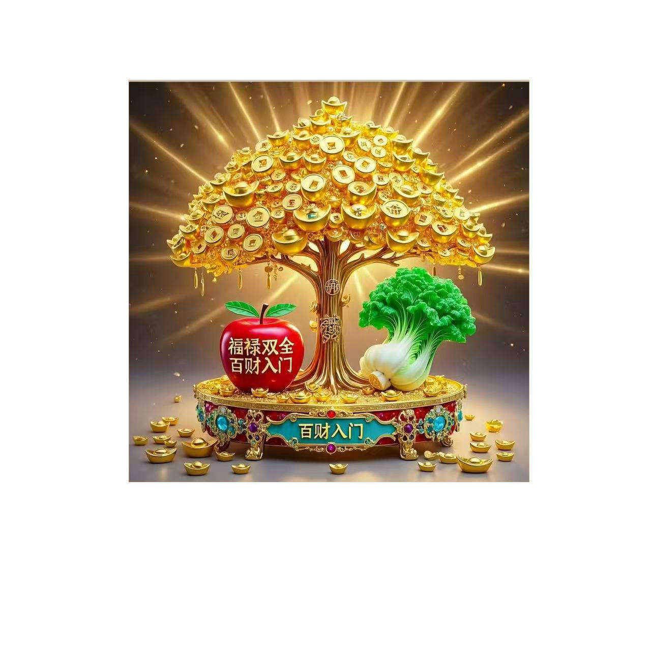 聚宝盆摇钱树自粘装饰画恭喜发财贴纸招财旺宅背景墙新款装饰壁画,淘宝优惠券,粉丝福利购,淘宝优惠卷