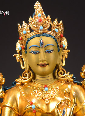 全鎏金白度母铜像摆件