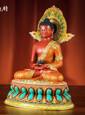 彩绘阿弥陀佛铜像摆件