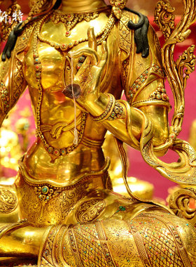 释迦族手工制作绿度母铜像