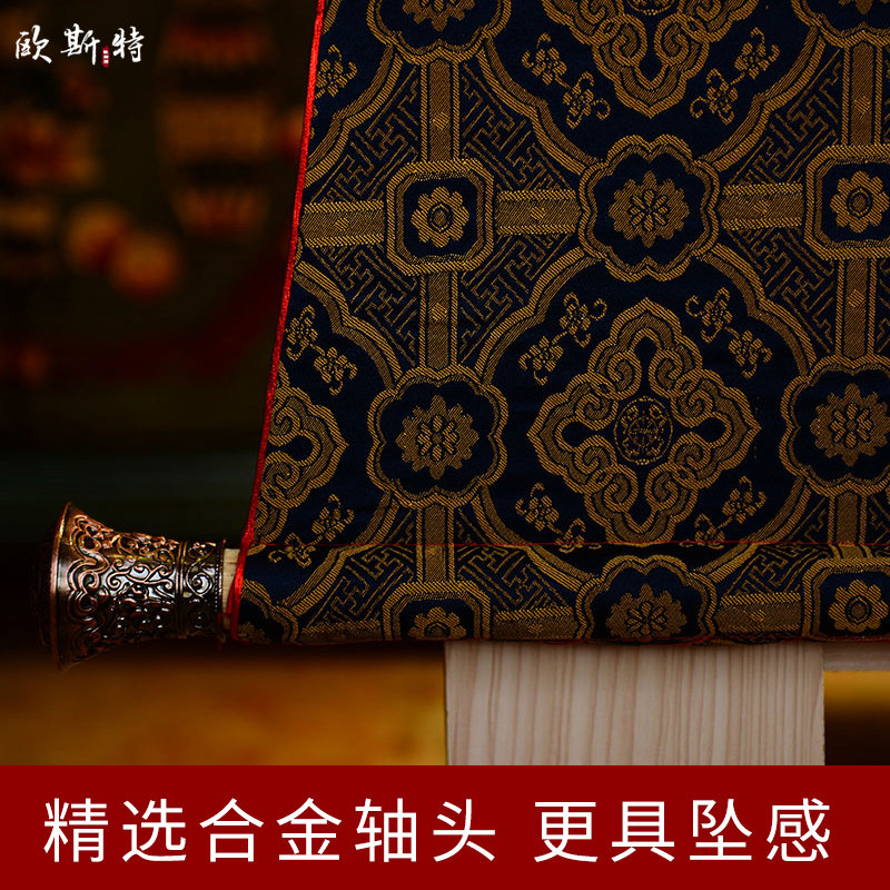 欧斯特莲花生大师唐卡挂画背景墙画客厅玄关手工装裱装饰画壁画-图3
