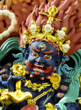 彩绘六臂玛哈嘎啦铜像