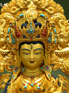 全鎏金白度母铜像摆件