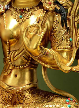 全鎏金绿度母铜像摆件