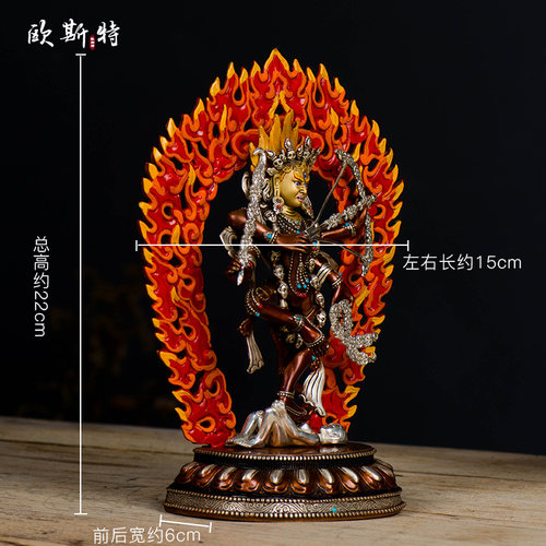 欧斯特定制手工7寸紫铜镀银 作明佛母家用铜像西藏客厅桌面装饰品 - 图3