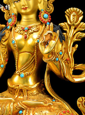尼泊尔释迦族手工铜像全鎏金